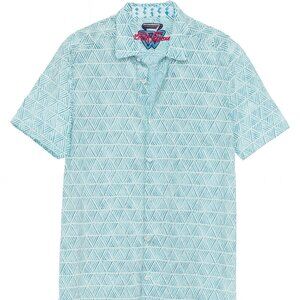Robert Graham Light Blue Geometric Short-Sleeve Button-Down Shirt